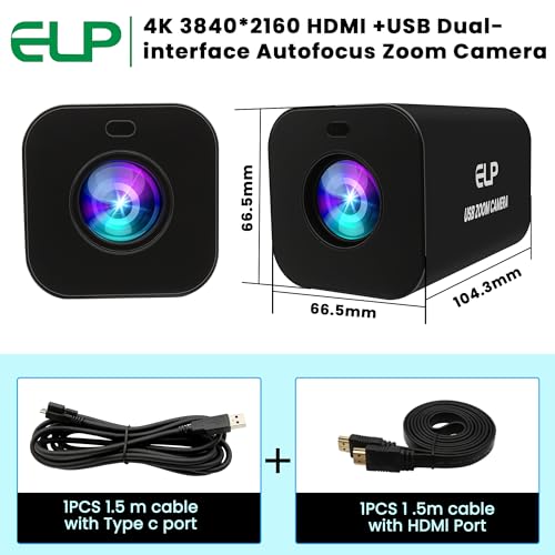 ELP 21X Zoom 4K 30fps USB Camera 1080P 60fps HDMI USB Webcam Autofocus Manual Focus PC Web Cam H.265 H.264 High Speed Web_Camera for Church Streaming Video Conference (21X Zoom) - Image 4