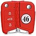 Produktbild kwmobile Autoschlüssel Hülle kompatibel mit VW Golf 7 MK7 3-Tasten Autoschlüssel - Silikon Schutzhülle Schlüsselhülle Cover Startnummer 46 Schwarz Weiß Rot