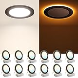 Amico 12 Pack Black 6 Inch 5CCT LED Recessed Ceiling Light with Night Light, 2700K/3000K/3500K/4000K/5000K Selectable Ultra-Thin Lighting, 12W=110W, 1100LM, Dimmable Canless Wafer Downlight - ETL&FCC