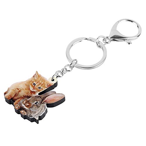 Preisvergleich Produktbild GPZEDCDB Schlüsselanhänger Schlüsselring Ostern Katze Hase Kaninchen Hase Schlüsselanhänger Schlüsselring Haustier Tier Schlüsselanhänger Schmuck Für Frauen Kinder Klassisches Festival Geschenke