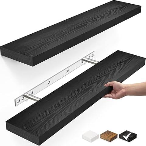 Versatile Storage Solution: 2 x 23in White + 2 x 23in Black Floating Shelves Combo Cover