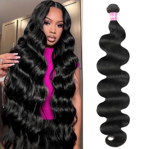 Body Wave Bundles Human Hair 32 Inch 12A Indian Virgin Hair Extensions 100% Unprocessed Raw Human Hair Body Wave 1 Bundle Natural Color