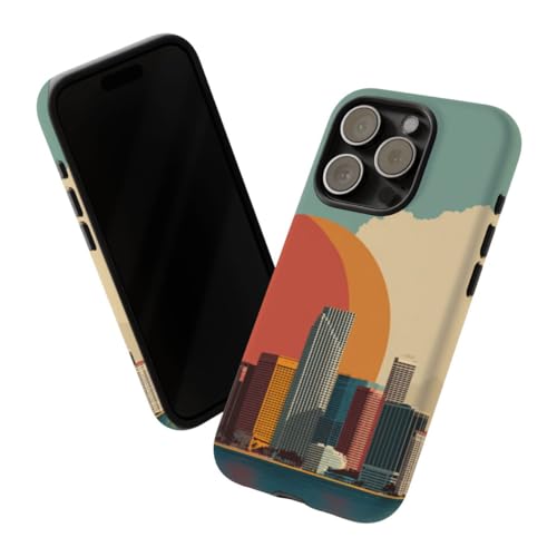 Coque iPhone 15 Pro paysage urbain bleu rigide mate - 2