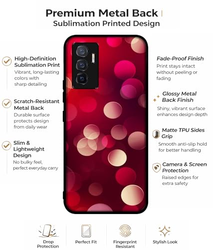 Image of 3D Circles Design Premium 2D Printed Metal Back Case Cover for Vivo V23E 5G / Y75 4G