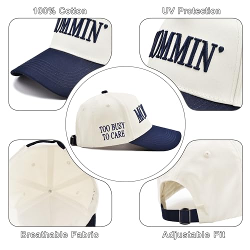 Image of Women's Mommin Trucker Hat - Vintage Two-Tone Ponytail Baseball Cap, Embroidered Adjustable Hat, Great Gift for Mom & Women