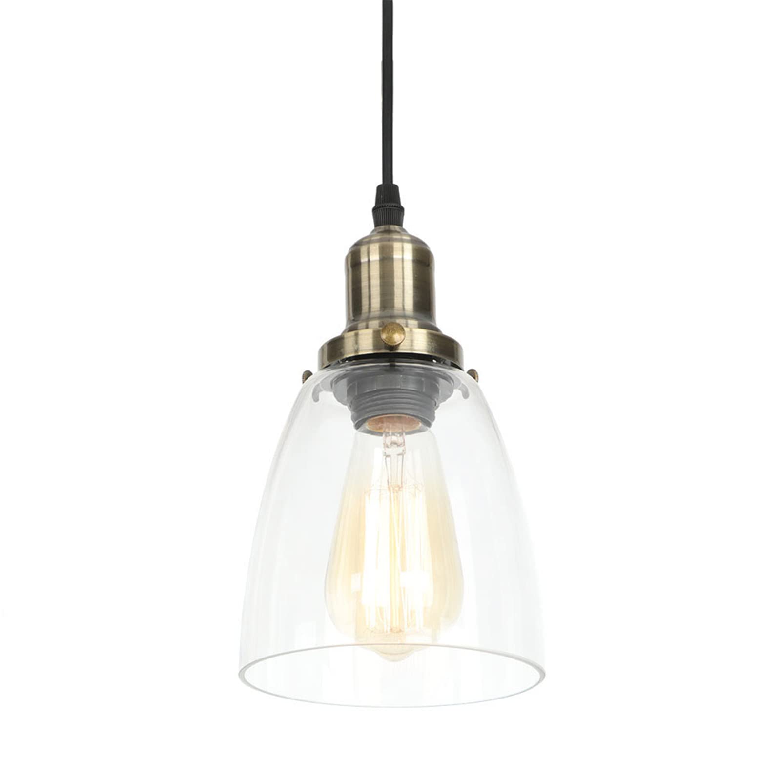 Luces colgantes vintage industriales de bronce con cristal 8