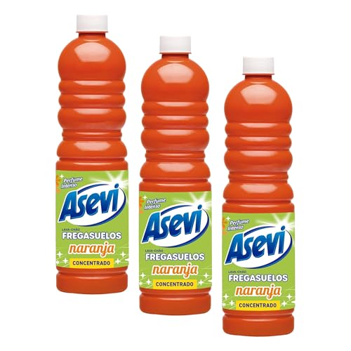 Asevi Fregasuelos Perfumado Naranja - Friegasuelos Concentrado Aroma Cítrico - Limpieza, Brillo e Higiene - Limpiasuelos pH Neutro Todo Tipo de Suelos, Incluso Superficies Delicadas - Envase 950 ml