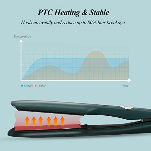 Ckeyin Hair Straightener, 1.75 Inch Professional Wide Plate Tourmaline Ceramic Flat Iron, 30S Instant Heating With Adjustable Temp, Anti-Static Hair Iron For All Hair Types (Emerald) #TOP3