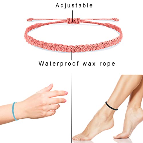 Palotay 16Pcs Summer Surfer String Woven Anklet Bracelets Adjustable Handmade Waterproof Braided Bracelet String Beach Boho Anklet Bracelets Friendship Colorful Woven Rope Jewelry For Women Girls 16Pcs Style B #TOP1