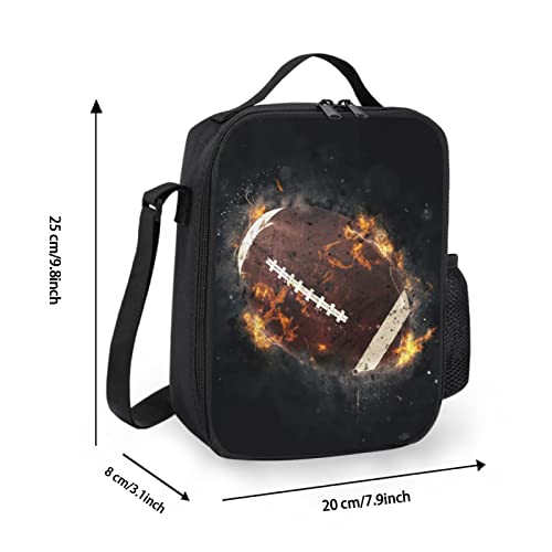 Insulated Lunch Box For Boys Girls, Reusable Football Lunch Bags, Waterproof Cooler Tote Bag With Adjustable Shoulder Strap And Water Bottle Holder #TOP2