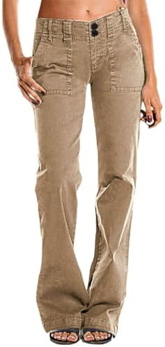 Flamingals Women's Wide Leg Cargo Pants Mid Waist Straight Leg Bu...