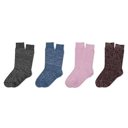 Image of RAFRAY Women's Glitter Socks Crew Length, Premium Shiny Sparkly Socks in Gift Box, 4 Pairs, Size US W: 5-9.5 EU: 36-40