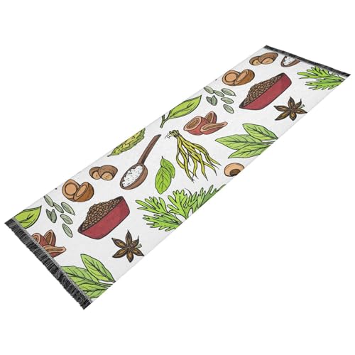Spice Herbs Seeds White Runner Rug for Hallways Kitchen Rugs Washable Rug for Hardwood Bedroom Entryway 72 * 23.5 in