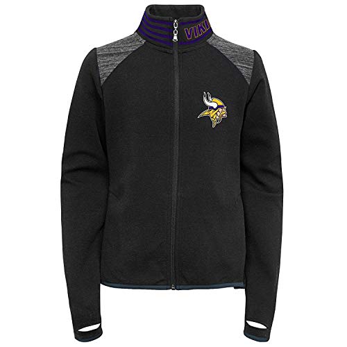 Outerstuff NFL Minnesota Vikings Youth Boys Aviator Full Zip Jacket Black, Youth Medium(10-12)