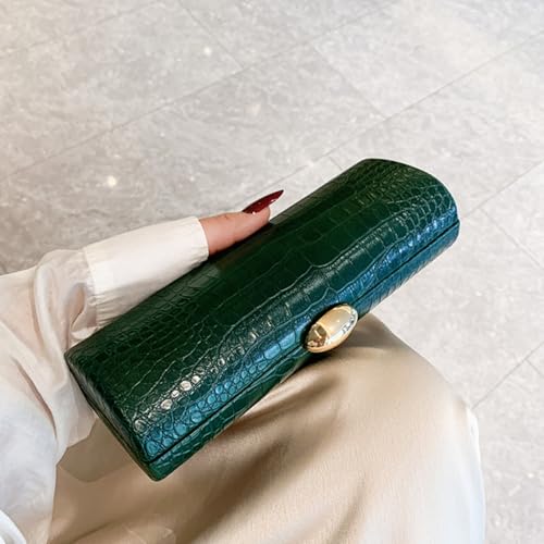 Image of Women Vegan Leather Evening Handbag Crocodile Pattern Handle Clutch Purse Cross Body Envelope Bag