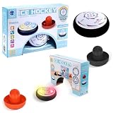 Air Hockey Hover Puck, Portable Air Hockey mit 2 Lufthockey Schlägern, Floating Hockey Mit LED-Leuchtfunktion, Tragbares Tischspiel Tischhockey Schwebepuck Für Kinder Erwachsene für Innen & Außen