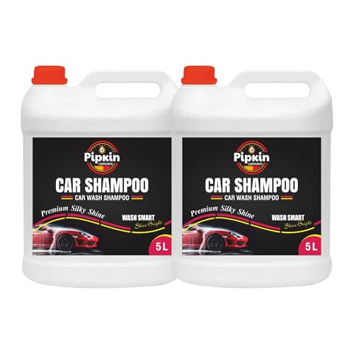 Image of Pipkin Car wash Shampoo 5 Ltr (Pack of 2) | High Foam for Deep Cleaning | Remove Tough Dirt | Safe on Paint | pH Neutral