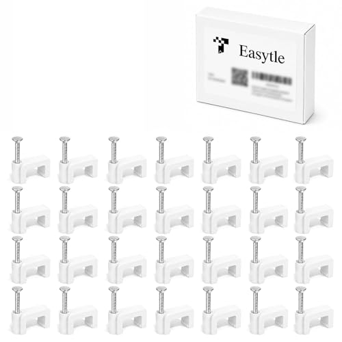 Cable Clips Nail in Cable Clips 100 Pcs 8mm Flat Ethernet Cable Wall Clips Cable Tacks Coax Cable Clip Speaker Wire Clips Cable Nails for Cords Cat5/Cat5e/Cat6/Cat7 RJ45 Cord Clips