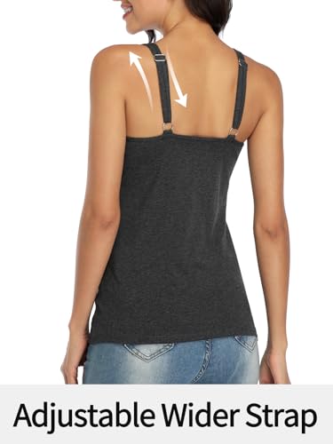 Image of V FOR CITY Women's Cotton Tank Top with Unpadded Shelf Bra Adjustable Wide Strap Camisole Summer Basic Udershirts