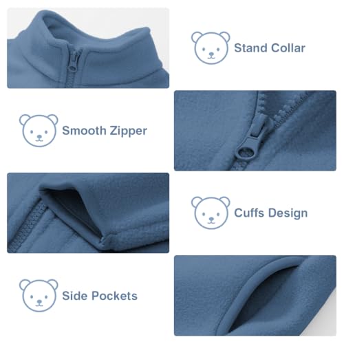 Image of SANNIDHI Kids Fleece Warm Coat, Zip-Up Long Sleeve Jacket with Pockets, High Collar Design, Fashion Outerwear Jacket for Boys & Girls, Ideal for Fall Winter Coat