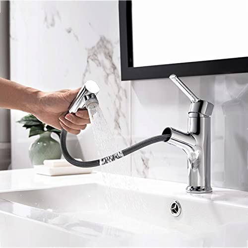 Grifo de baño solucionador de espacio con rociador extractor flexible 4
