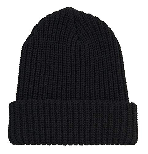 Broner Acrylic Knit Wide Rib Log Splitter Cuff Cap, Black