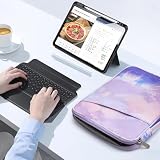 TiMOVO 9-11" Tablet Sleeve for iPad 11-inch A16 2025, iPad 10th Gen. 10.9"/10.2", iPad Air 11/5th/4th Gen. 10.9", Galaxy Tab A9 Plus 11", Protective Bag with Pockets, Watercolor Purple