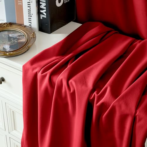 YoungsTex Red Velvet Blackout Curtains 80 Inches Long for Living Room, Room Darkening Window Treatment Drapes with Grommet Privacy for Bedroom, 52 X 80 Inch by YoungsTex - Image 5