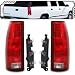 Tail Light Assemblies Pair Set Rear Lamps with Bulb Sockets & Connector Plates for 88-99 GMC Chevy Pickup 00 2500/3500 C/K Old Body Style Truck replaces 5977867 5977868 GM2800104 GM2801104 AutoAndArt