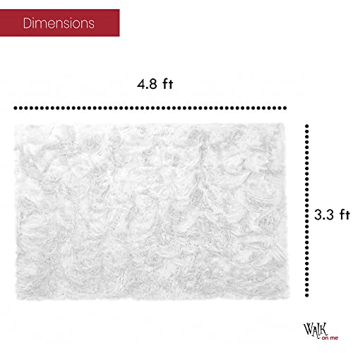 Silky Soft Faux Fur Rug, 3.3 Ft. X 4.8 Ft. White Fluffy Rug, Made In France, Sheepskin Area Rug, Rectangle Rug For Living Room, Bedroom, Kid's Room, Or Nursery, Home Décor Accent With Non-Slip Backing #TOP1