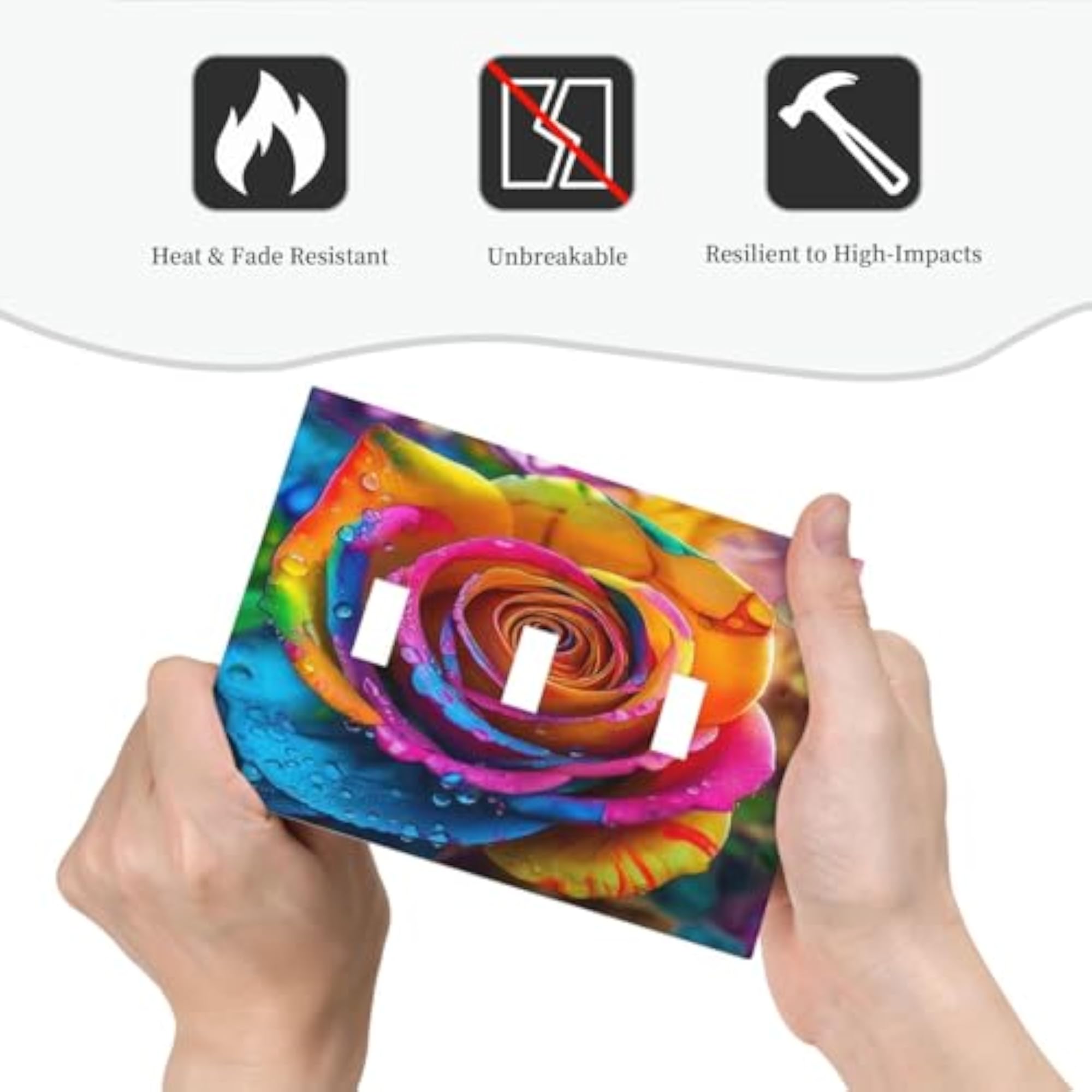 Light Switch Cover Plate Rainbow Rose Flowers