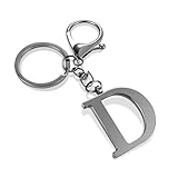 LAXPICOL Black Keychain Letter D Keychains for Women Men Bag Charms Purse Charms For Handbags Metal Alphabet Initial Letter Key Ring Keychain