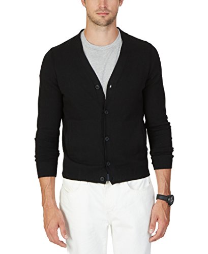Nautica Jersey Cardigan Sweater, True Black, X-Large