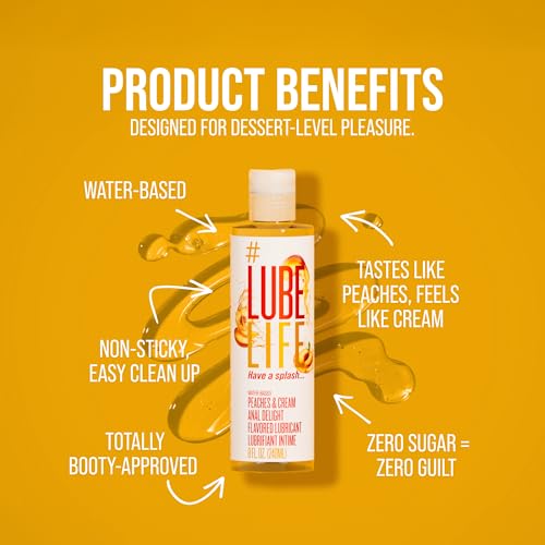 Image of LUBELIFE Peaches and Cream Flavored Water Based Anal Lube 8 fl oz