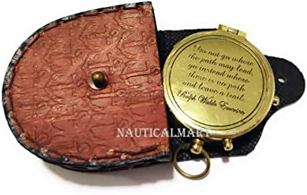 NauticalMart Famous Quote of Ralph Waldo Emerson DO NOT GO Where The Path Compass w/case Engraved Directional Compass for Boys, Graduating Students, Birthday boy, Get Well Soon Gifts image 4