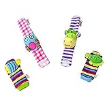 ✫ NETTES DESIGN - Alle Handgelenksrasseln und Fußsuchersocken haben Glocken im Inneren. Die Handgelenksrasseln werden mit einem einfachen Klettverschluss befestigt und können leicht an- und ausgezogen werden.