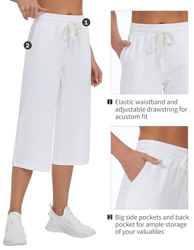 Image of SPECIALMAGIC Women Capri Pants Cotton Yoga Wide Leg Pajama Pants Capris Sweatpants Sports