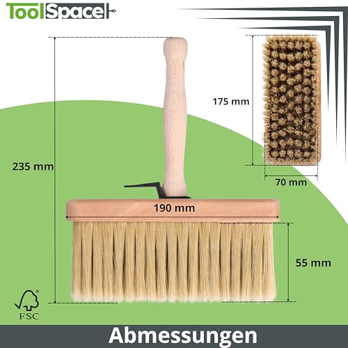 ToolSpace Quast Breit 190 mm Maurerbürste Holz Malerbürste 2 STÜCK Ideal zum Streichen Holz Zäunen Bänken als Tapezierwerkzeug Malerquast Flachenstreicher Deckenbürste Tapezierbürste Vliestapete DIY