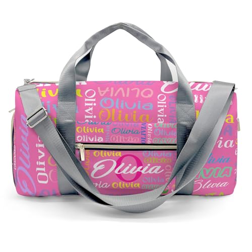Pink Personalized Duffel Bag with Name Next Custom Travel Bag for Woman Men Sports Gym Dance Bags Wet Dry Pockets Shoe Compartment Overnight Weekend Bag2