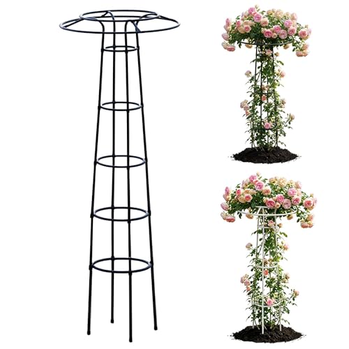 Obelisco para Flores,sombrilla Enrejado De Jardín para Plantas Trepadoras,Metal Jaula De Tomate,Escalada Vegtables,Flowers(Black,225cm/7.4ft)