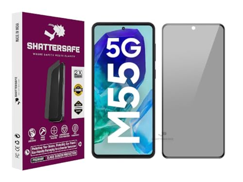 Image of Anti-Spy Privacy Tempered Glass Compatible For Samsung Galaxy M55 5G [Pack of 1]. 9H Hardness, Anti-Scratch, Edge-to-Edge Protection With Easy Installation Kit & Case Friendly Fit.