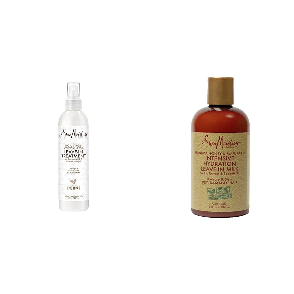 SheaMoisture Leave-In Hair Treatments with 100% Virgin Coconut Oil, Manuka Honey, and Mafura Oil, 8 Ounce