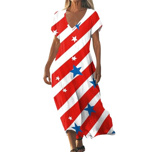 Robe d'été col en V fluide et ample à imprimé étoile pour femme