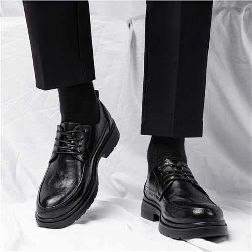 Platform Oxford Dress Classic Lace Up Shoes Lug Sole Heightening Soft Bottom Casual Anti-Slip Block Heel Business Modern Work Wedding Shoes4