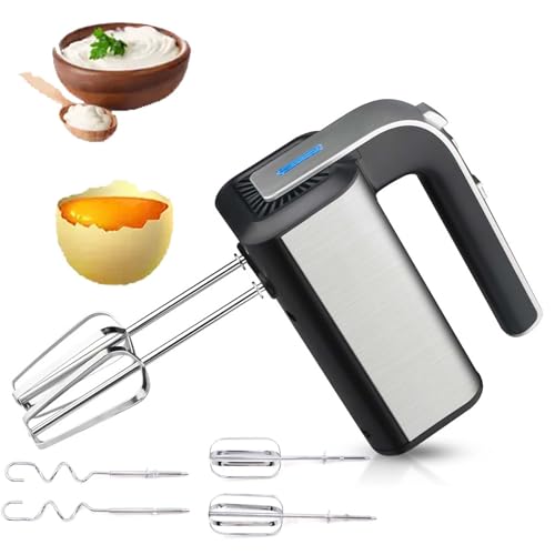 Batidora eléctrica de mano, potente acero inoxidable de 800 W, 5 velocidades ajustables, ideal para hornear, cocinar, batir, diseño de mano ligero y portátil