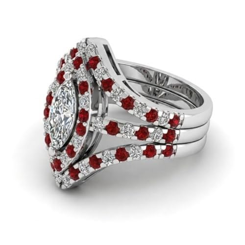 Image of Choose Your Gemstone Royal Empress Ring 925 Sterling Silver Marquise Shape Halo Engagement Rings Ornaments Surprise for Wife Symbol of Love Clarity Comfortable US Size 4 to 12