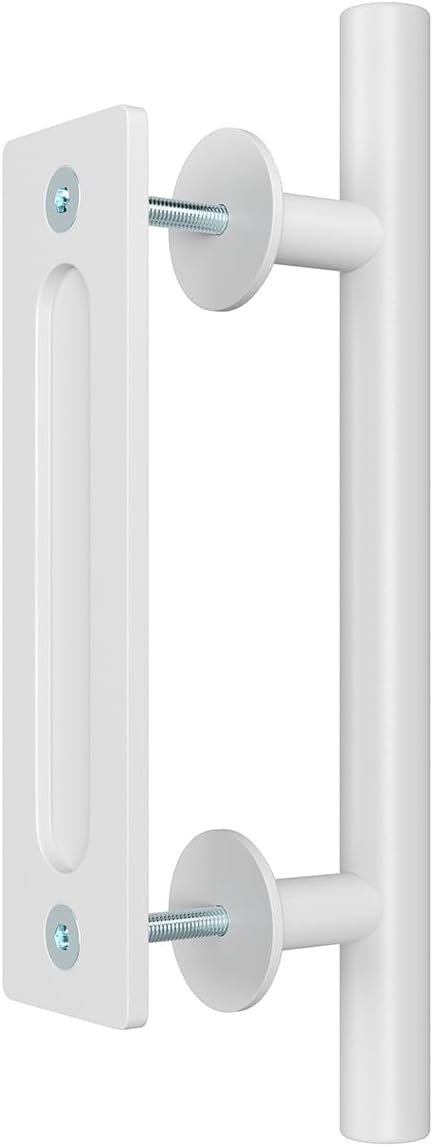SMARTSTANDARD 12" Barn Door Handles,Sliding Barn Door Pull Handle White Heavy Duty Large Rustic Two-Side Design for Gates Garages Sheds Furniture Solid Steel Material Round