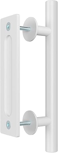 SMARTSTANDARD Juego de manijas de puerta de granero resistentes de 12 pulgadas, diseño rústico grande de dos lados, para puertas, garajes,