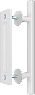 SMARTSTANDARD 12" Barn Door Handles,Sliding Barn Door Pull Handle White Heavy Duty Large Rustic Two-Side Design for Gates Garages Sheds Furniture Solid Steel Material Round