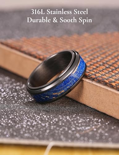 Image of King Will 316L Stainless Steel Spinner Ring for Men Women- 8mm Width Fidget Ring with Dragon /Celtic Knot Pattern, Stress Anxiety Relief Comfort Fit Wedding Band